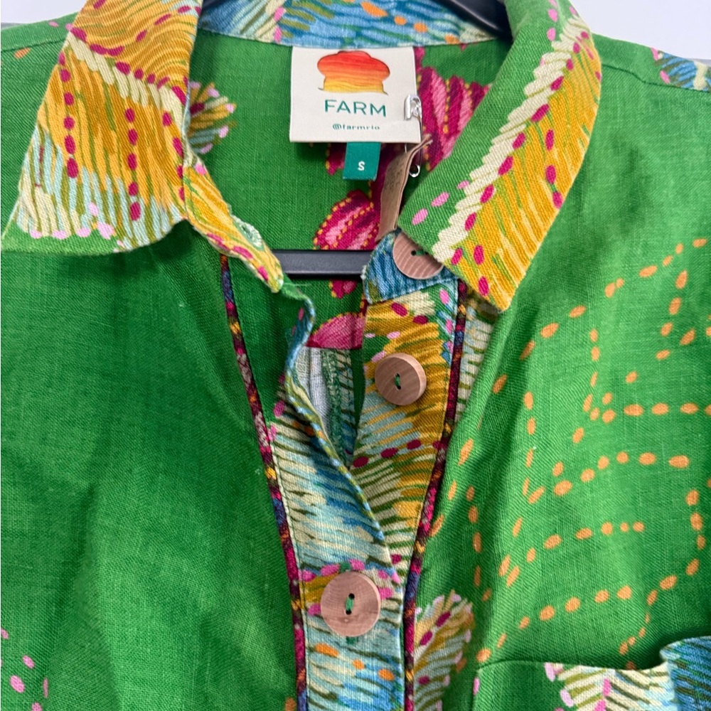 FARM Rio Linen Banana Leaf Romper (shorts) - Picture 3 of 5
